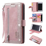 iPhone 7 Plus Case Glitter Pink Wallet