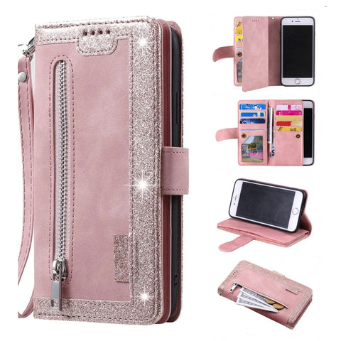 iPhone 16 Pro Case Glitter Pink Wallet