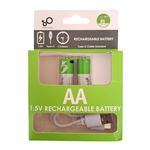 USB Rechargeable Batteries AA 2pk plus Charger Cable