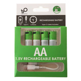 USB Rechargeable Batteries AA 4pk plus Charger Cable