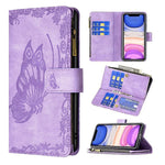 iPhone 12 Case Wallet Purple Butterfly